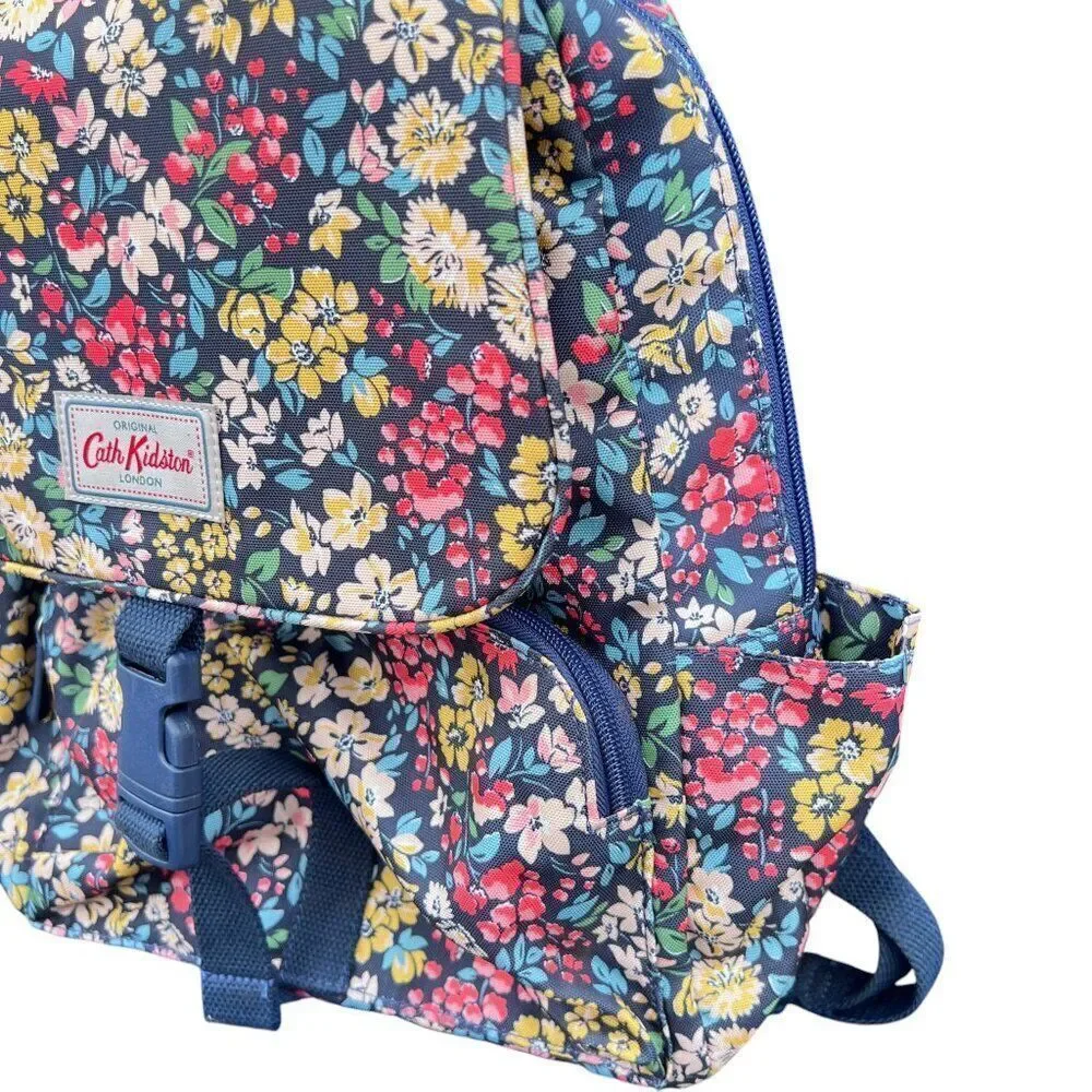 Cath Kidston Navy Blue Floral Buckle Travel School Backpack